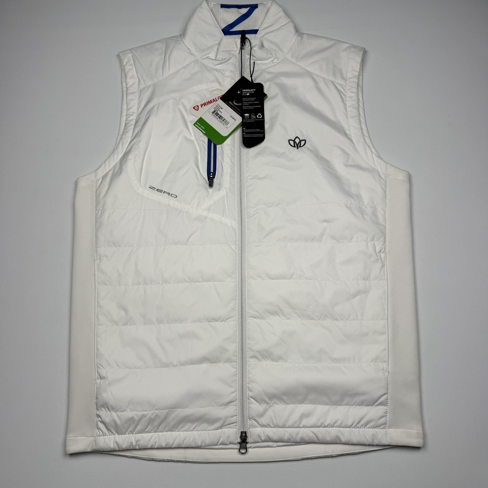 Zero Restriction Z625 Vest Mens Medium White Quilted Primaloft Golf Full Zip